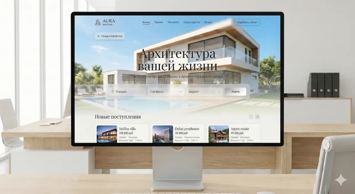 Пример сайта для агенства по недвижимости